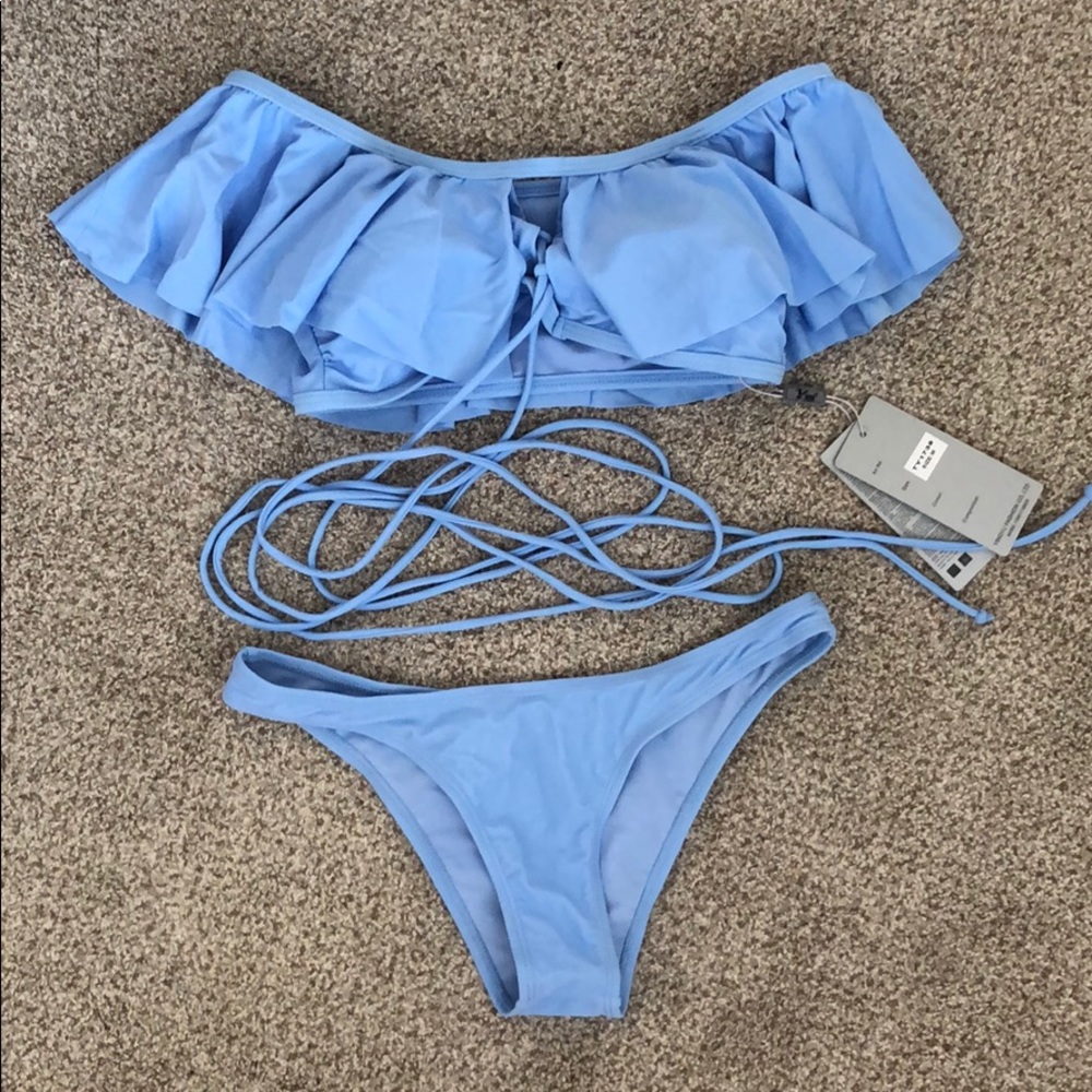 Blue Strappy Bikini Set